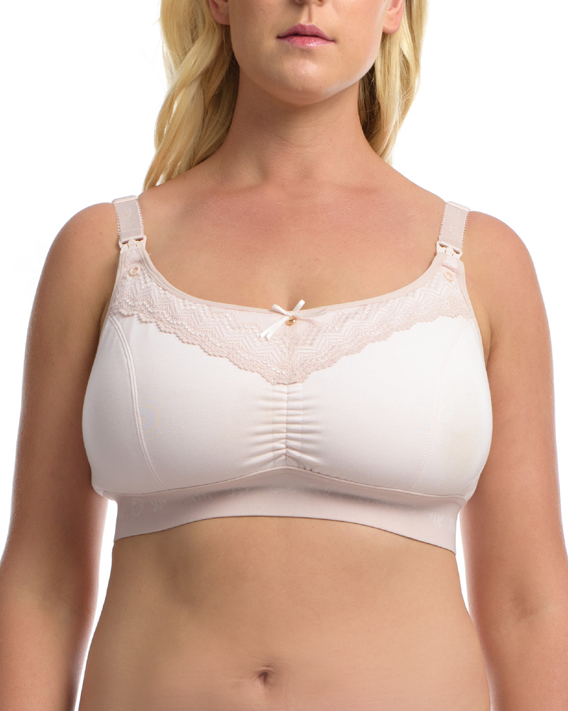 THE NURSING LOUNGE BRA: Delicate Blush.